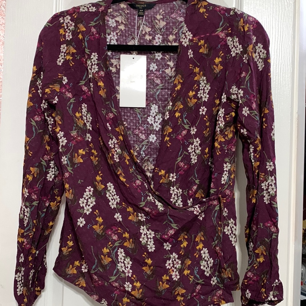 Burgundy floral blouse